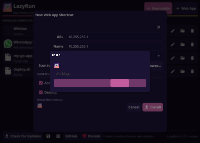 Progress bar while installing